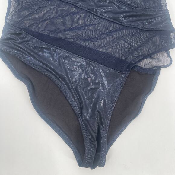 NORMA KAMALI Snake Mesh Mio Swimsuit SZ Small NWT True Navy Metallic Swim Beach - Picture 10 of 15